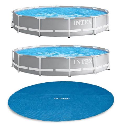 Intex 12 Ft X 30 In Prism Frame Pool Pump 2 Pack With Pool Solar Cover Tarp Blue Round 2