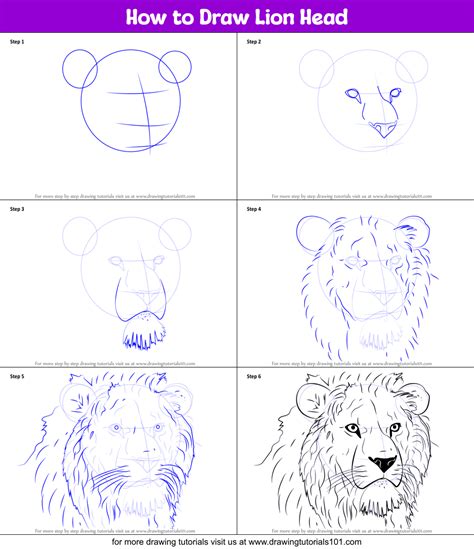 how to draw a lion head