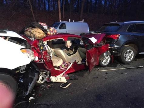 Photos Details Emerge After Five Vehicle Chain Reaction Crash Causes Merritt Parkway Closure