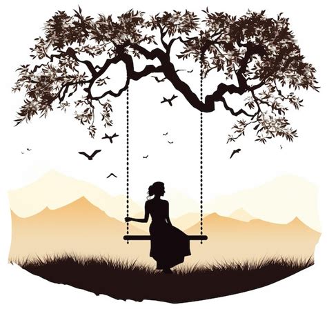 Girl On Swing Silhouette