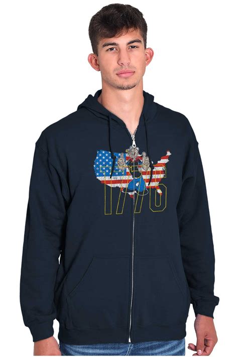 Popeye Thumbs Up Usa American Flag Zip Up Hoodie Mens Womens Brisco