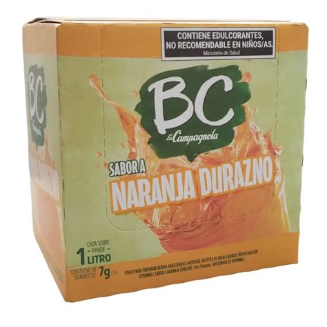 BC Jugo En Polvo Sabor A Naranja Durazno 7 G 18 Sobres