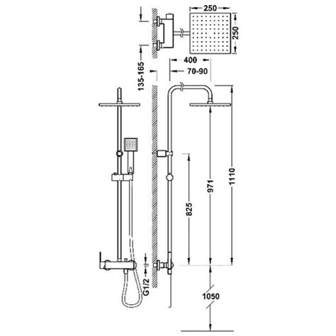 Conjunto de grifo monomando mural de 2 vías para ducha Lex Alp