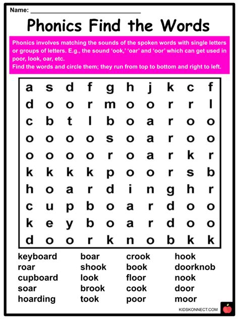 Phonics Ook Oor And Oar Sound Worksheets And Activities Kidskonnect