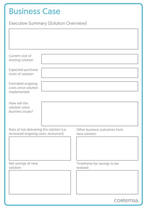 Business Case Justification Template Contemsa