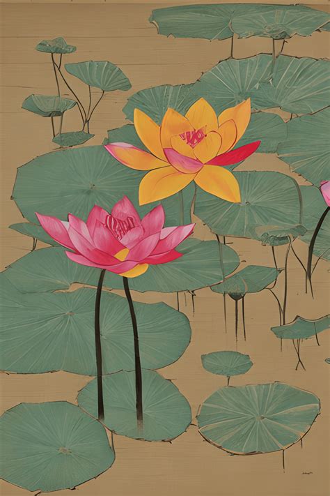 Lotus Flower Japanese Painting Graphic · Creative Fabrica