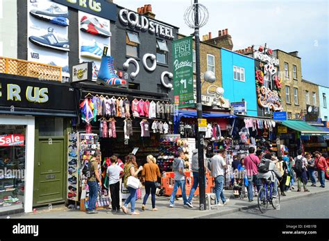 Alternative clothing shops on Camden High Street, Camden Town, London ...