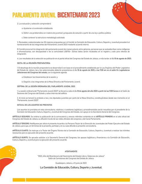 PARLAMENTO JUVENIL BICENTENARIO 2023 Sitio Web Del Congreso De Jalisco