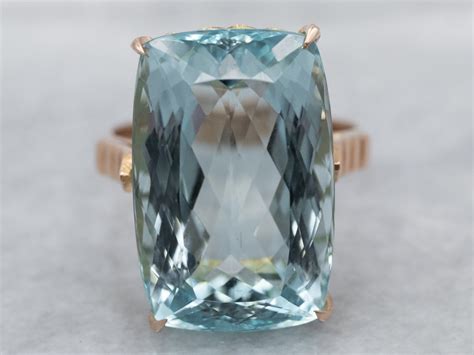 Vintage Aquamarine Cocktail Ring Fine Aquamarine Ring Large - Etsy