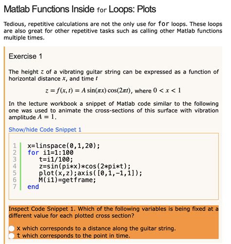 Solved Matlab Functions Inside For Loops Plots Tedious