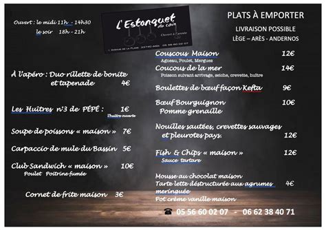 Carta Del Restaurante Chez Pepe Estanquet Ar S