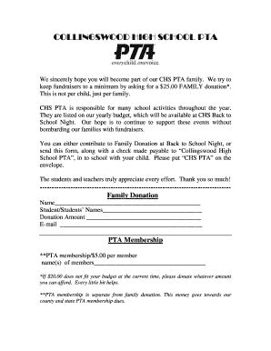 Fillable Online Hs Collingswood K Nj Chs Pta Membership Form Pdf