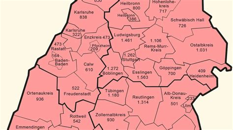 Coronavirus Baden Württemberg Karte mit aktuellen Fällen der Landkreise