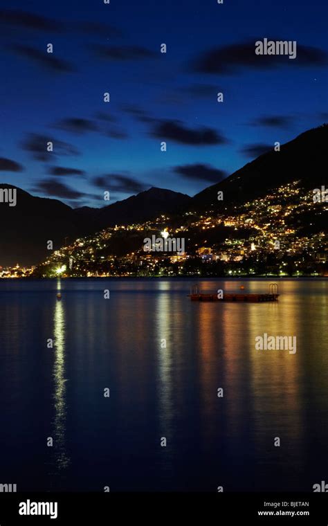 Night Time At Lake Maggiore Locarno Switzerland Stock Photo Alamy