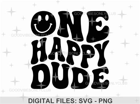 One Happy Dude Svg Png St Birthday Svg Retro Wavy Text Etsy Uk