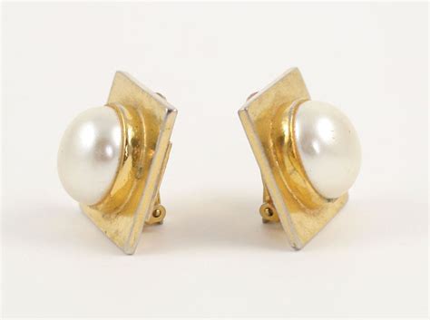 Yves Saint Laurent Pearl Earrings at 1stDibs