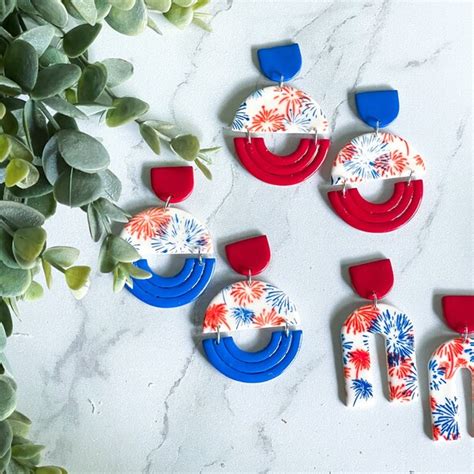 Patriotic Polymer Clay Earrings Etsy