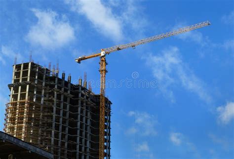 High Rise Building Under Construction And Crane Stock Photo Image Of