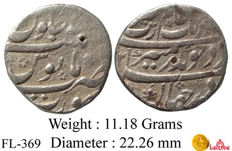 Mughal Aurangzeb Surat Mint Silver Rupee Coin FL 369 IndianCoins