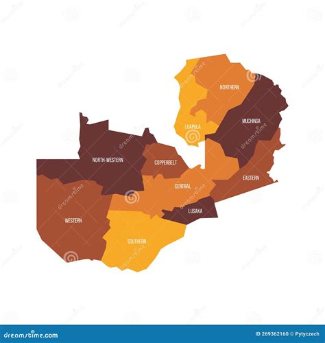 Mappa Politica Dello Zambia Per Le Divisioni Amministrative