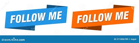 Follow Me Banner Follow Me Ribbon Label Sign Set Stock Vector