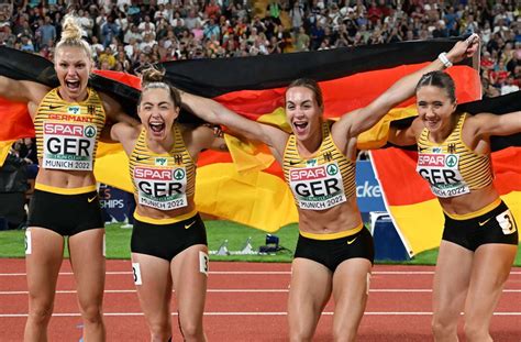 Leichtathletik Europameisterschaft Frauen Staffel holt Gold bei über 4