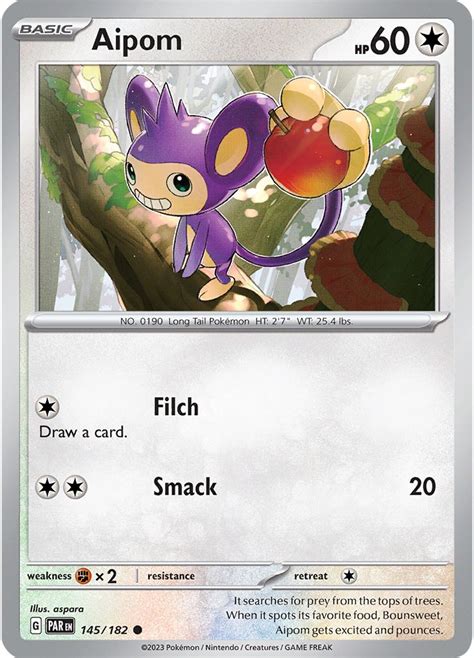 Serebii net Pokémon Card Database Paradox Rift 145 Aipom