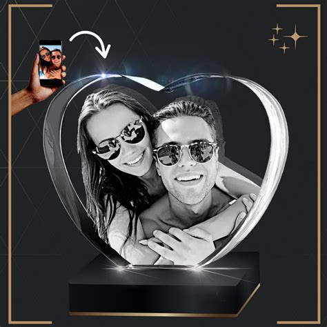 3d Crystal Photo Heart Custom Crystal With Engraved