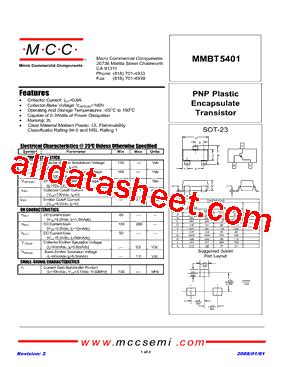 MMBT5401 TP データシート PDF Micro Commercial Components