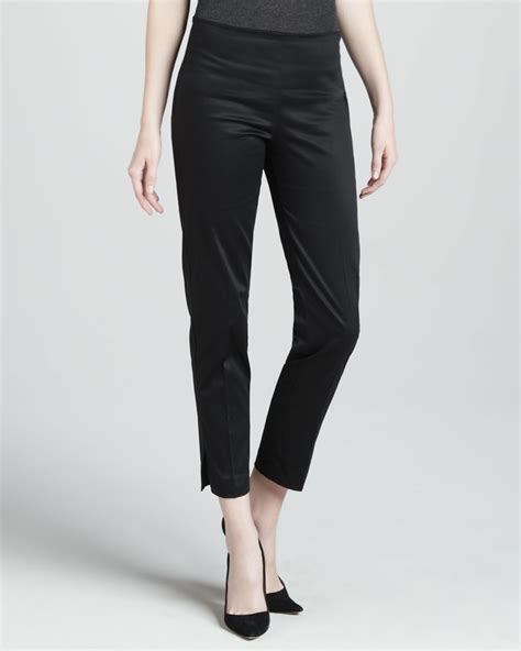 Adrienne Vittadini Cropped Side Zip Pants In Black Lyst