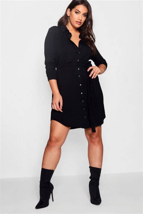 Plus Tie Detail Shirt Dress Boohoo