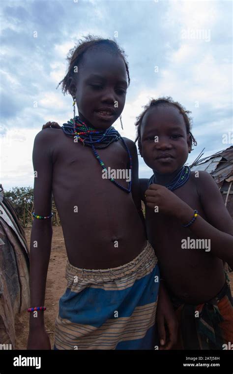 Omorate Ethiopia Nov 2018 Dasanech Tribe Kids Playing In The