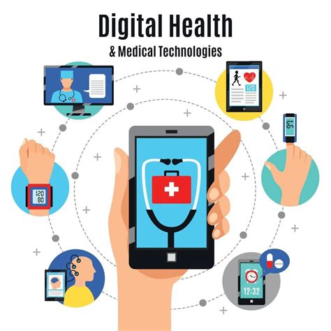 Digital Health Technologies Flat Composition Vector Illustration