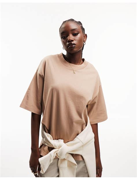 Asos Oversized Heavyweight T Shirt With Side Splits In Natural Lyst