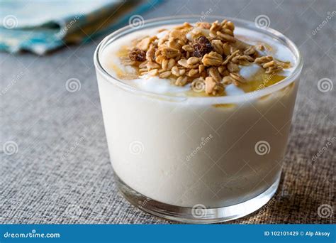 Greek Yogurt with Honey and Granola Stock Image - Image of concept ...