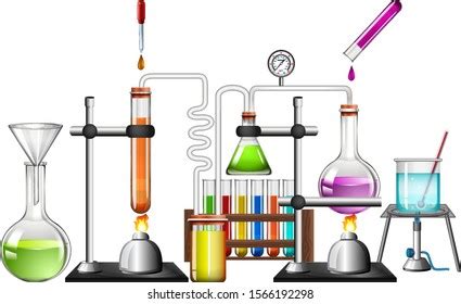 Set Science Equipments On White Background Stock Vector Royalty Free