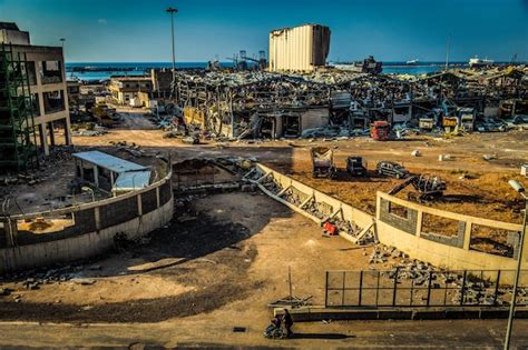 Premium Photo | Port of beirut explosion in the morning