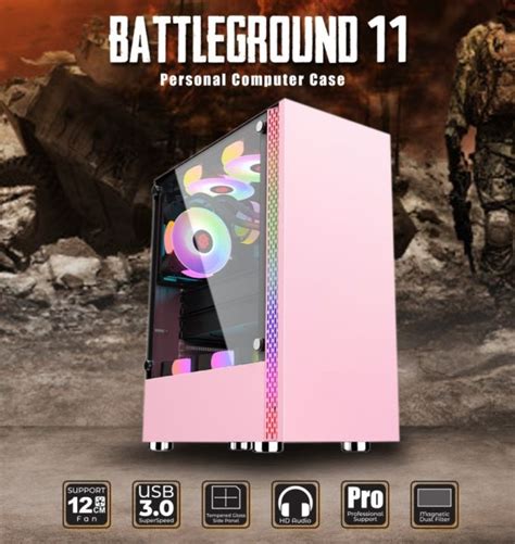 Casing Simbadda Battleground Pink Atx Matx Tempered Glass