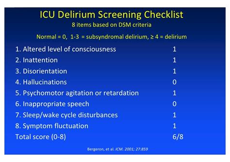 Delirium In Icu Characteristic Diagnosis And Prevention