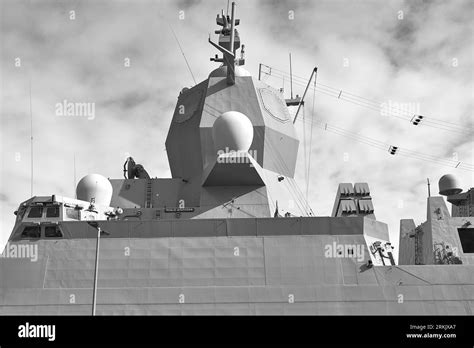 Black And White Photo Of Royal Norwegian Navy Frigate Hi Res Stock