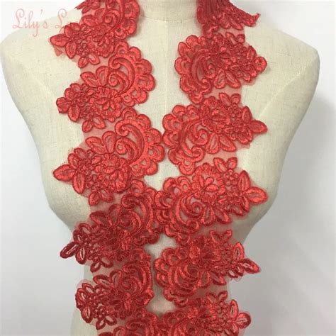 Lovely DIY Dress Sewing Lace Red Lace Trim Embroidered Tulle Mesh Lace