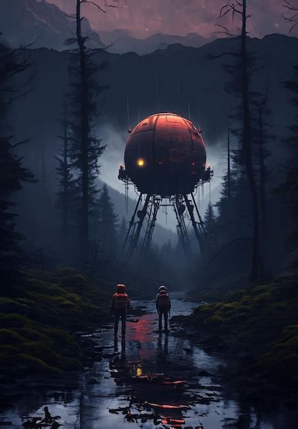 Premium Ai Image Galaxy Art In The Style Of Simon Stalenhag