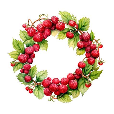 Premium Vector Raspberry Wreath Watercolor Paint Art