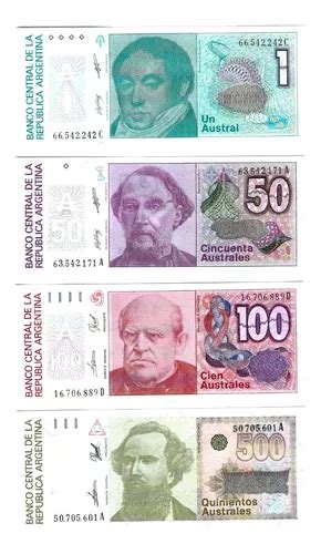 Argentina Lote 4 Billetes Australes Diferentes Años Unc