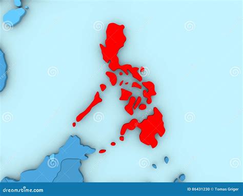 Philippines On 3d Map Stock Illustration Illustration Of Highlighted