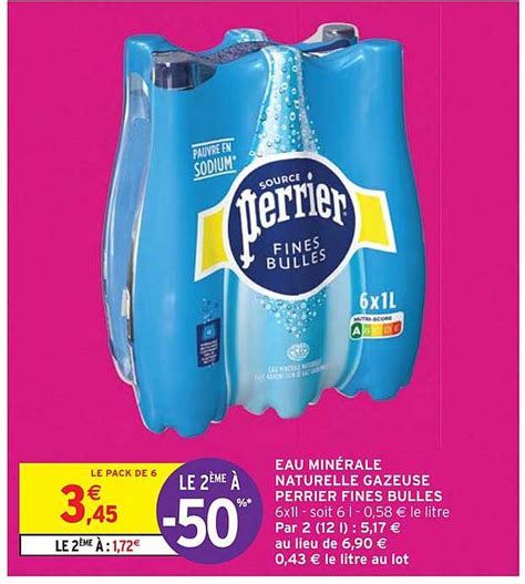 Promo Eau Min Rale Naturelle Gazeuse Perrier Fines Bulles Chez