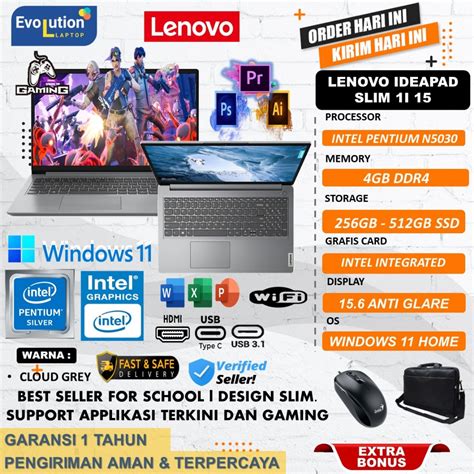 Jual Laptop Lenovo Slim 1 15 Intel Pentium Silver N6000 Ram 8gb 512gb