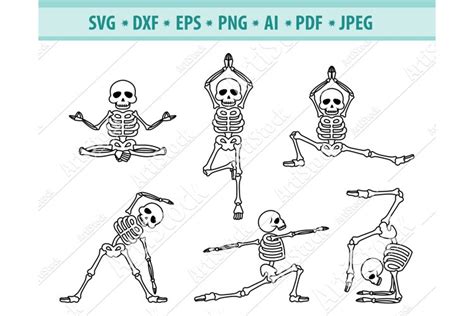 Skeleton yoga poses svg, Funny Skeleton Svg, Png, Dxf, Eps