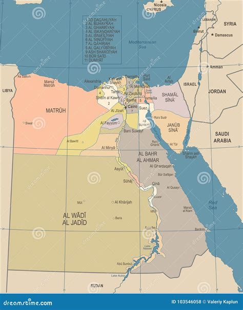 Detailed Egypt Road Map With Labeling Cartoon Vector Cartoondealer