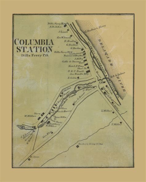 Columbia Station And Dills Ferry Upper Mt Bethel Township Pennsylvania 1860 Old Town Map